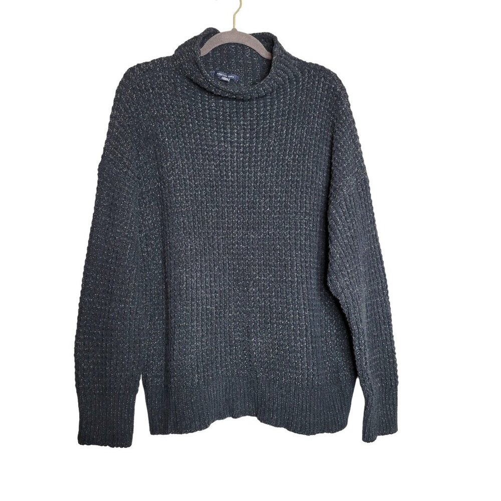 American Eagle XL Chunky Knit Mock‎ neck Sweater Dark Navy Speckled